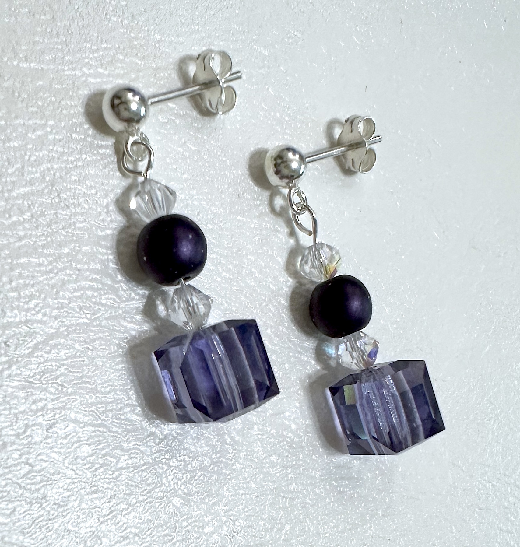 Earrings on white background