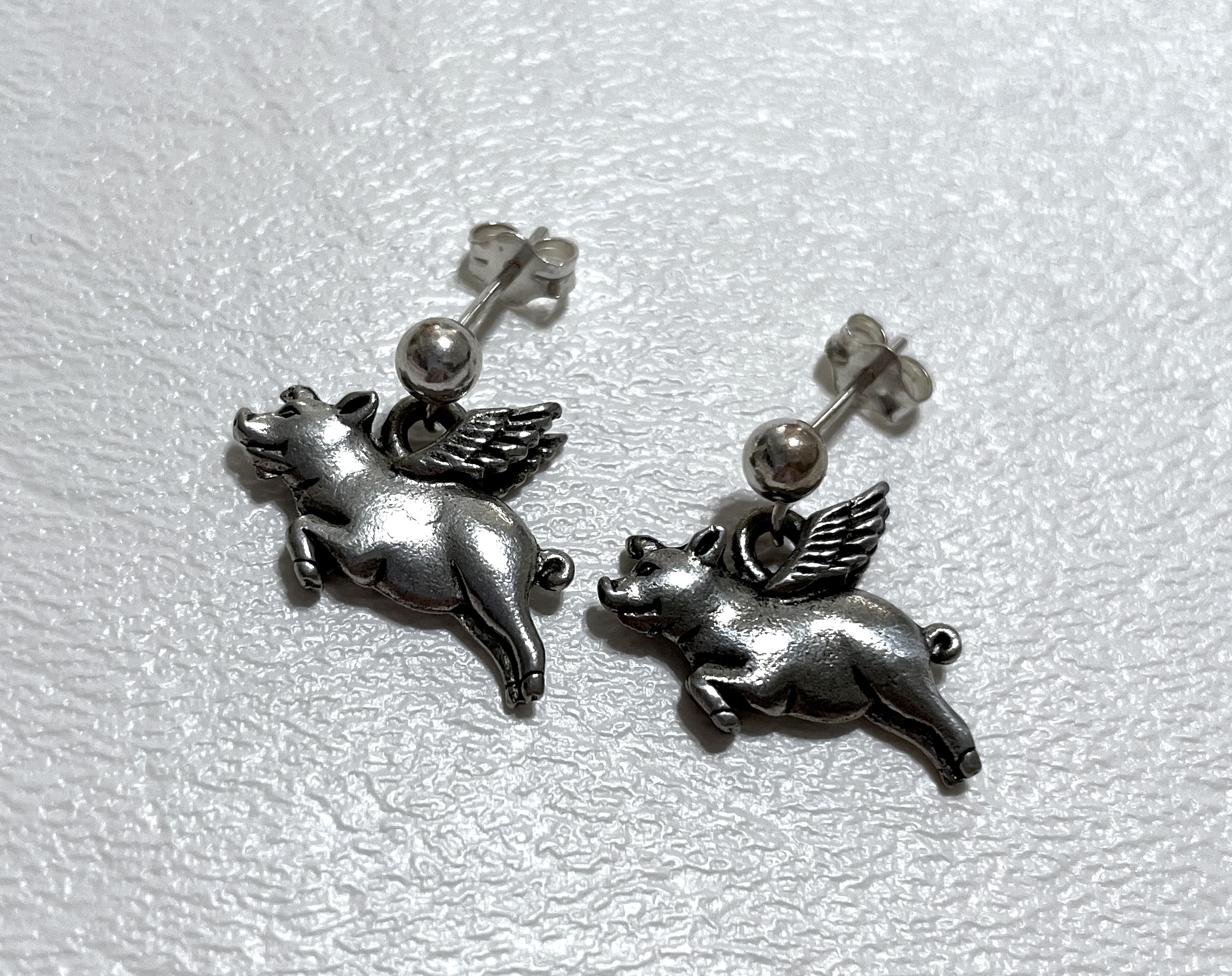 Earrings on white background