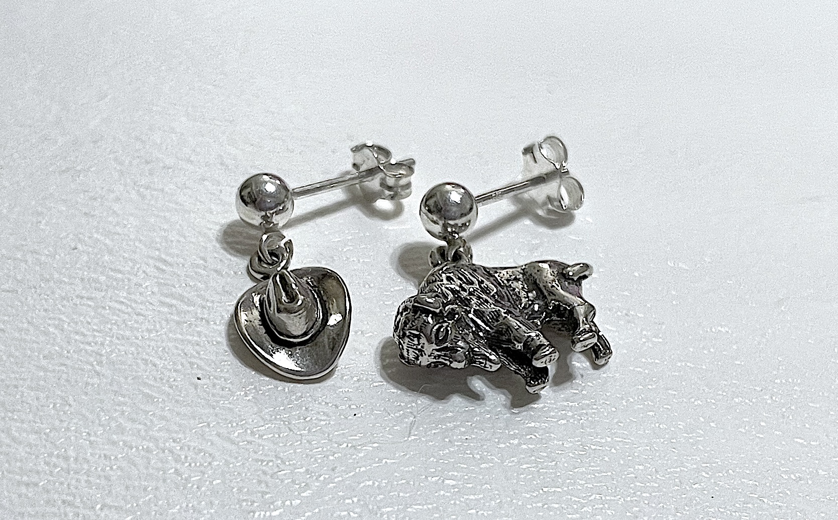 Earrings on white background