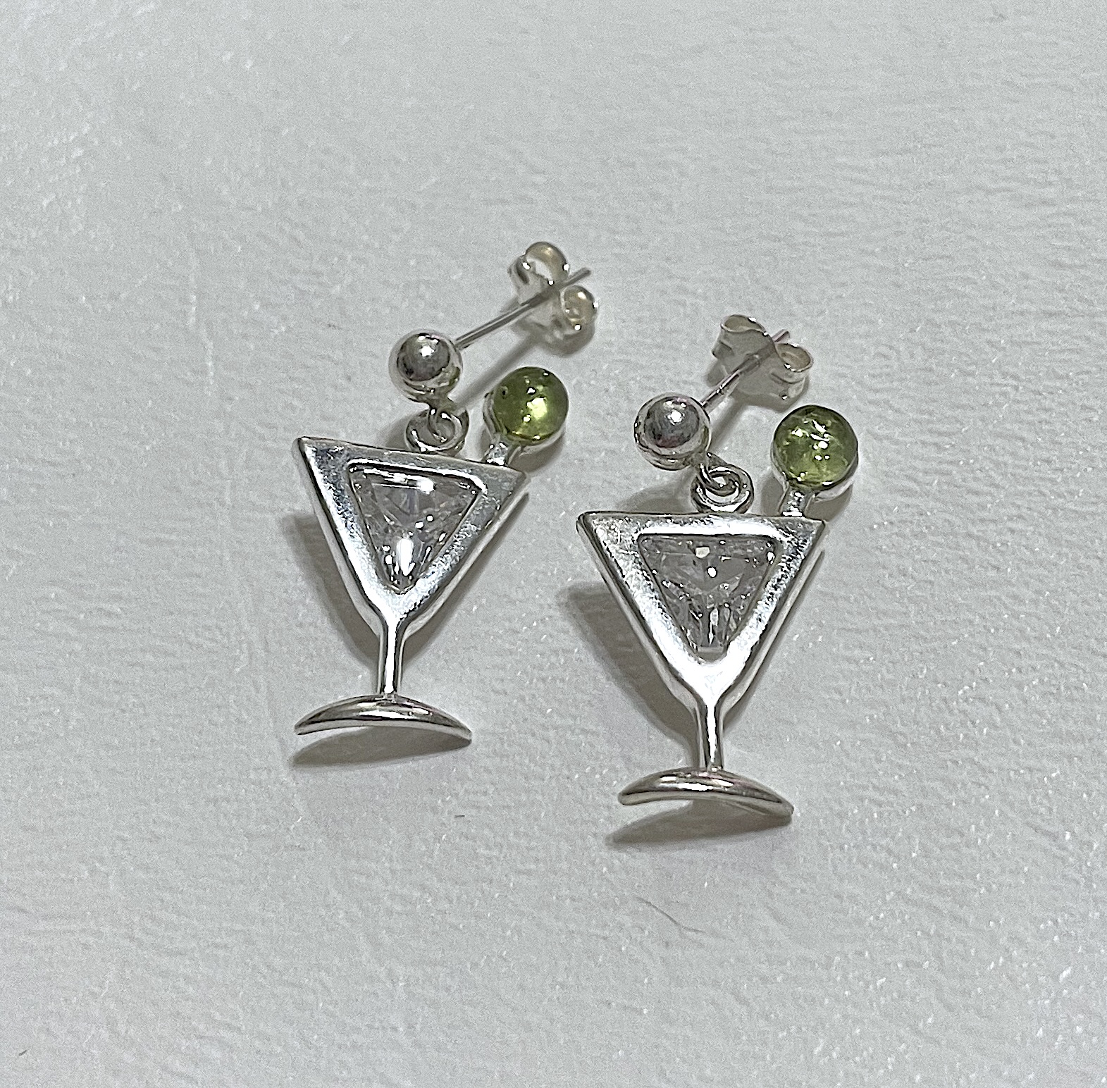 Earrings on white background