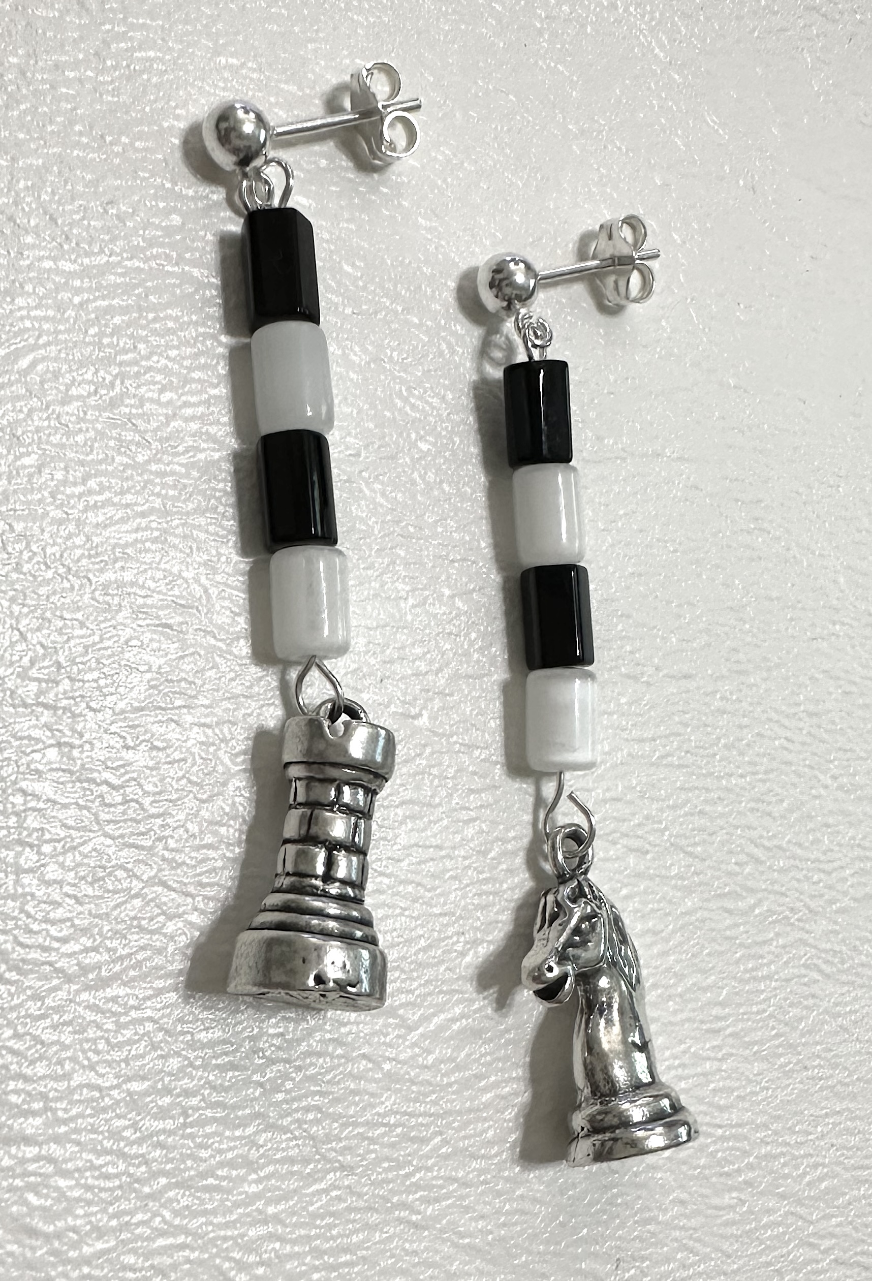 Earrings on white background