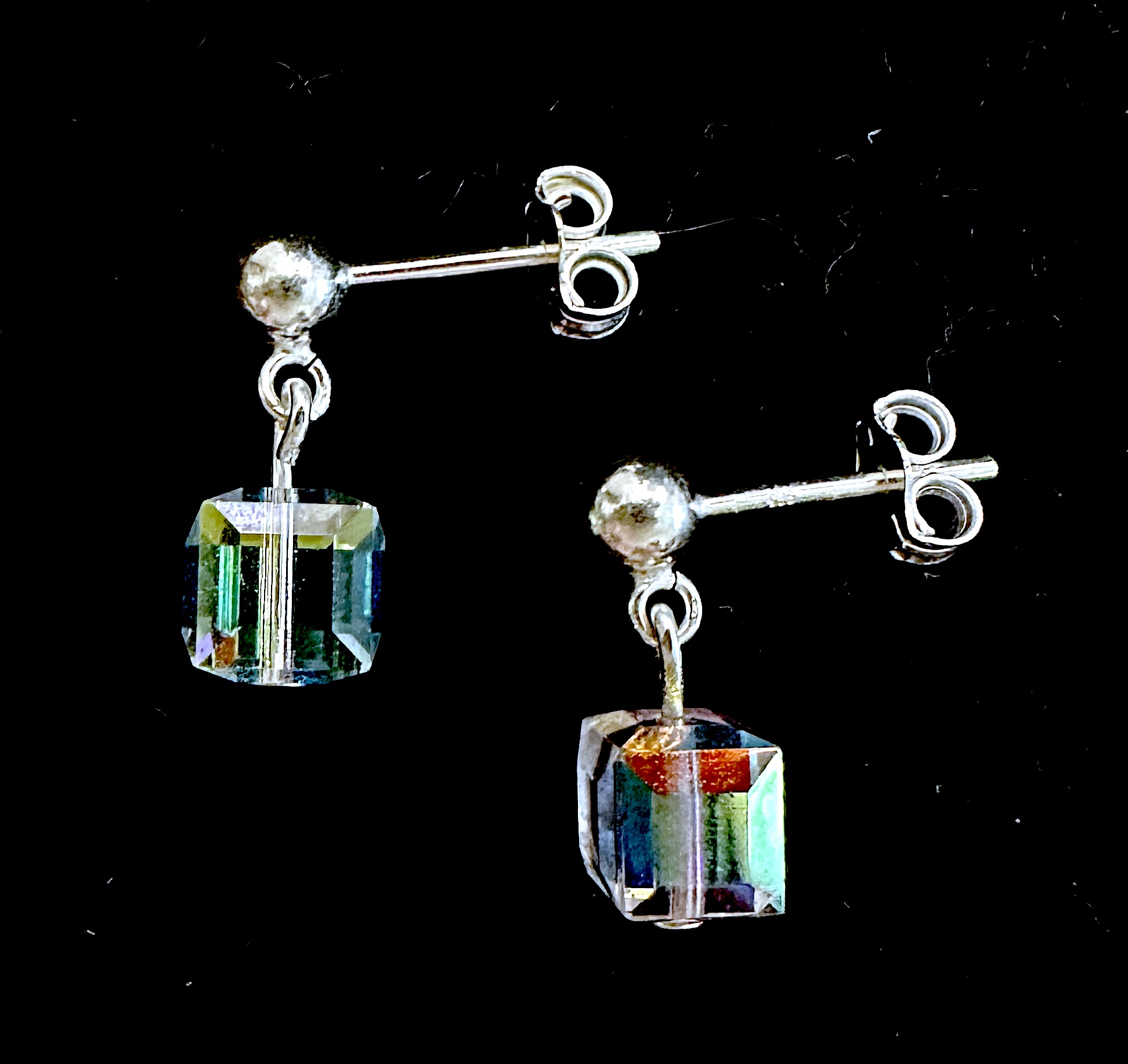Earrings on white background